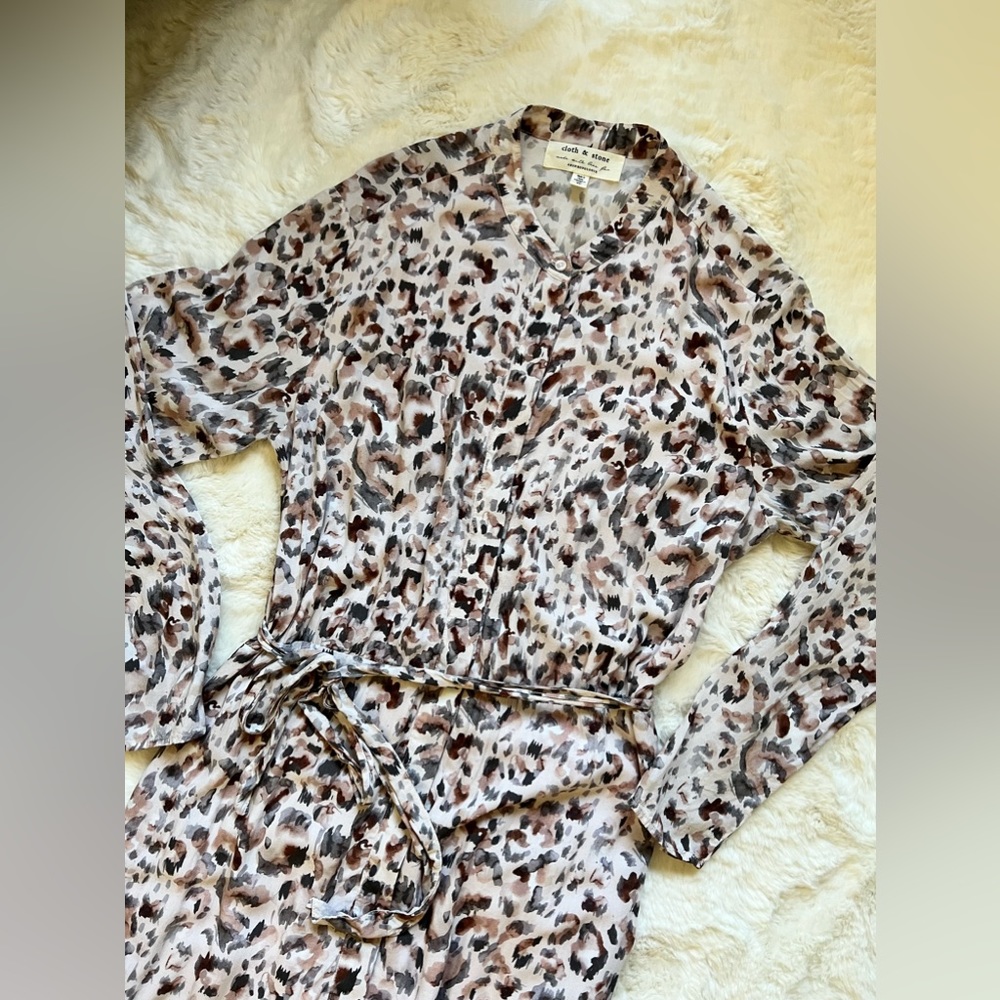Anthropologie | Cloth & Stone | Leopard Print Shirt Dress | XL